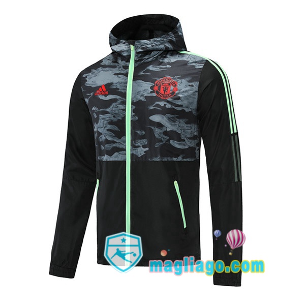 Magliago - Passione Maglie Thai Affidabili Basso Costo Online Shop | Giacca A Vento Manchester United Nero Verde 2021/2022