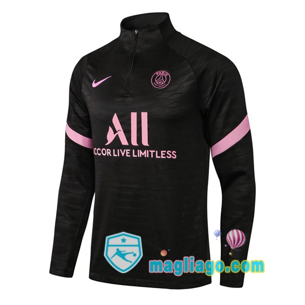 Magliago - Passione Maglie Thai Affidabili Basso Costo Online Shop | Felpa Calcio Paris PSG Nero Rosa 2021/2022