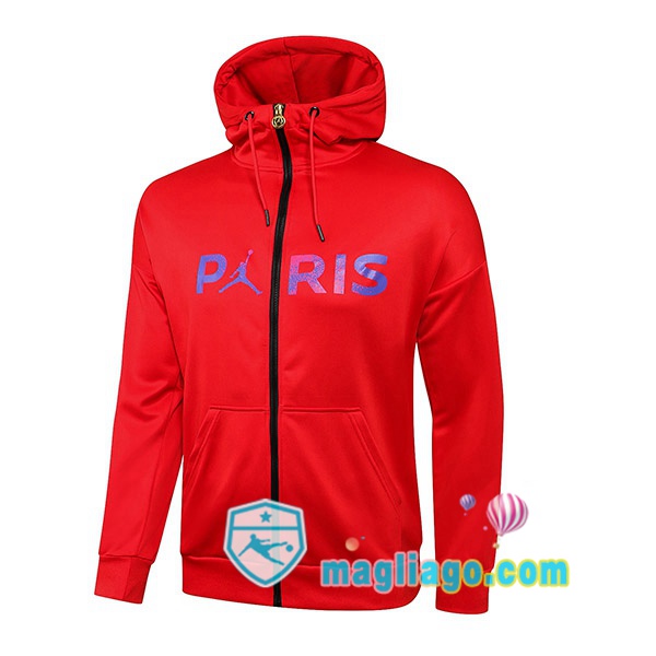 Magliago - Passione Maglie Thai Affidabili Basso Costo Online Shop | Giacca Con Cappuccio JORDAN Paris PSG Rosso 2021/2022
