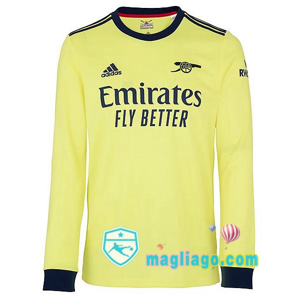 Magliago - Passione Maglie Thai Affidabili Basso Costo Online Shop | Maglia Arsenal Seconda Maniche Lunghe Giallo 2021/2022