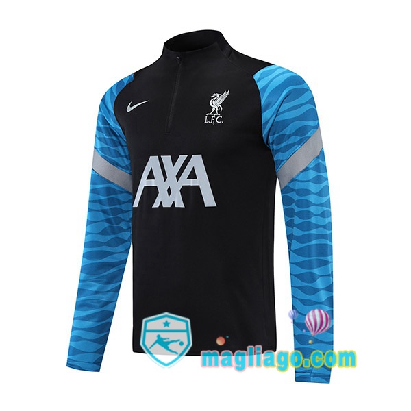 Magliago - Passione Maglie Thai Affidabili Basso Costo Online Shop | Felpa Calcio FC Liverpool Nero Blu 2021/2022