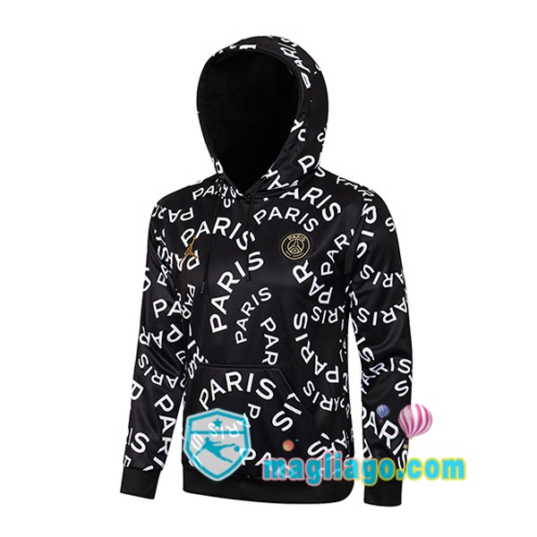 Magliago - Passione Maglie Thai Affidabili Basso Costo Online Shop | Felpa Con Cappuccio Paris PSG Jordan Nero Bianco 2021/2022