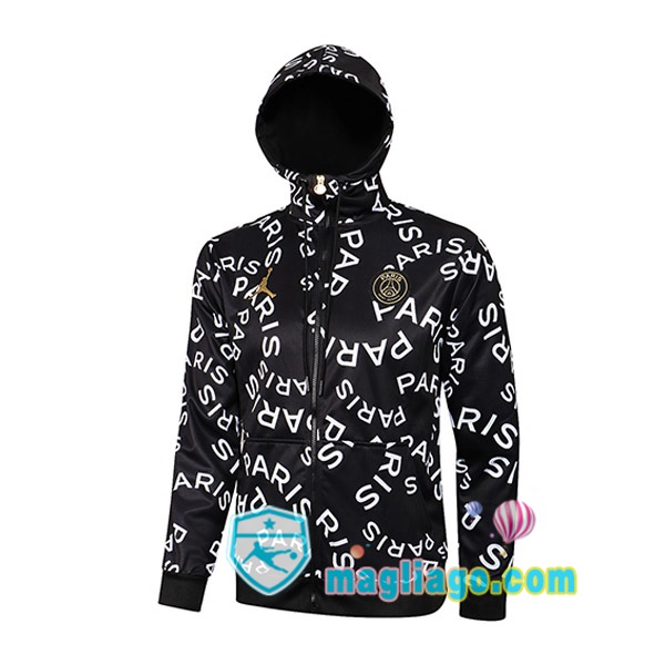 Magliago - Passione Maglie Thai Affidabili Basso Costo Online Shop | Giacca Con Cappuccio JORDAN Paris PSG Bianco Nero 2021/2022