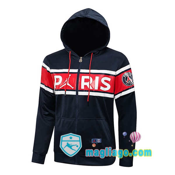Magliago - Passione Maglie Thai Affidabili Basso Costo Online Shop | Giacca Con Cappuccio JORDAN Paris PSG Blu Royal Rosso 2021/2022