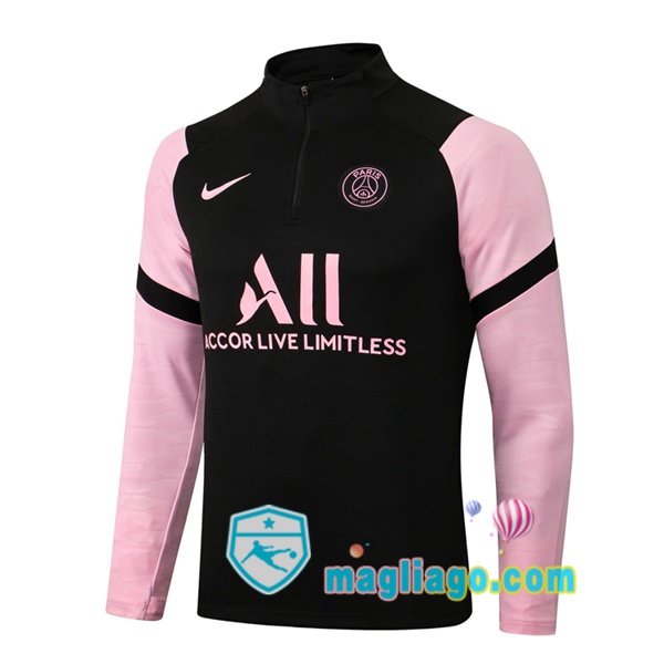 Magliago - Passione Maglie Thai Affidabili Basso Costo Online Shop | Felpa Calcio Paris PSG Nero Rosa 2021/2022