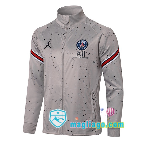 Magliago - Passione Maglie Thai Affidabili Basso Costo Online Shop | Giacca Calcio JORDAN Paris PSG Grigio 2021/2022