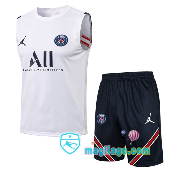 Magliago - Passione Maglie Thai Affidabili Basso Costo Online Shop | Gilet da Calcio Paris PSG + Shorts Bianco 2021/2022