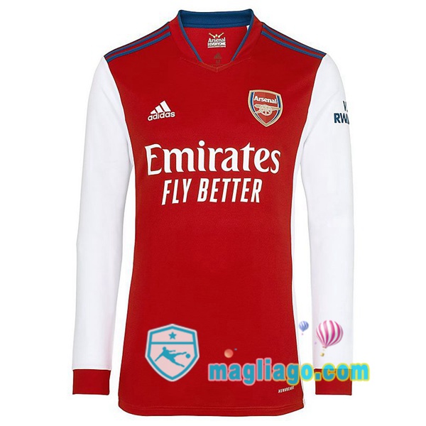 Magliago - Passione Maglie Thai Affidabili Basso Costo Online Shop | Maglia Arsenal Prima Maniche Lunghe Rosso Bianco 2021/2022