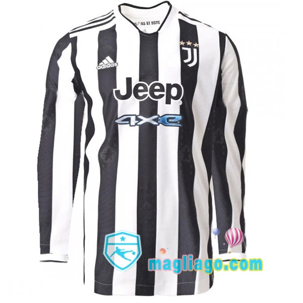 Magliago - Passione Maglie Thai Affidabili Basso Costo Online Shop | Maglia Juventus Prima Maniche Lunghe Bianco Nero 2021/2022