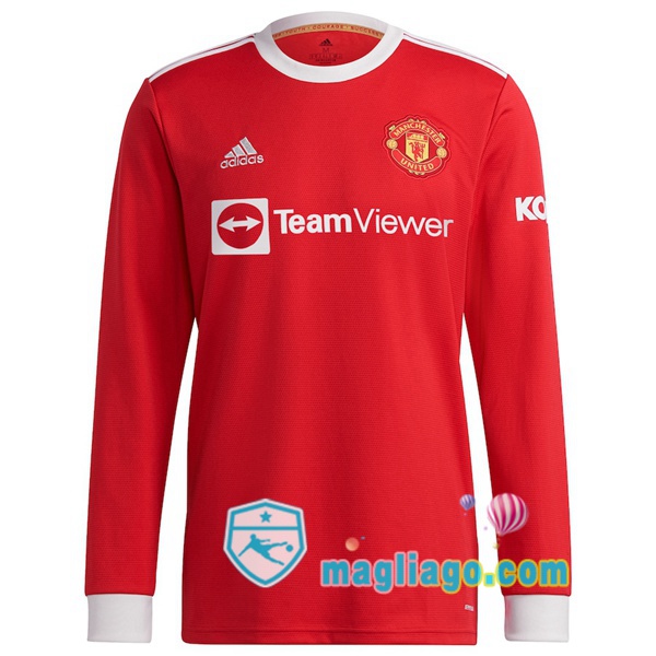 Magliago - Passione Maglie Thai Affidabili Basso Costo Online Shop | Maglia Manchester United Prima Maniche Lunghe Rosso 2021/2022
