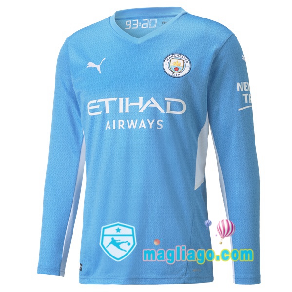 Magliago - Passione Maglie Thai Affidabili Basso Costo Online Shop | Maglia Manchester City Prima Maniche Lunghe 2021/2022