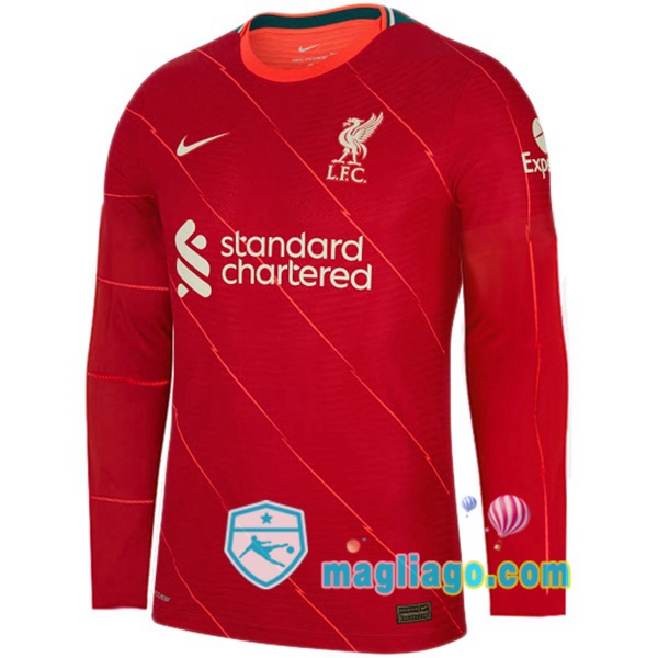 Magliago - Passione Maglie Thai Affidabili Basso Costo Online Shop | Maglia FC Liverpool Prima Maniche Lunghe Rosso 2021/2022