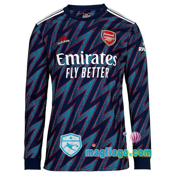 Magliago - Passione Maglie Thai Affidabili Basso Costo Online Shop | Maglia Arsenal Uomo Terza Maniche Lunghe Blu 2021/2022