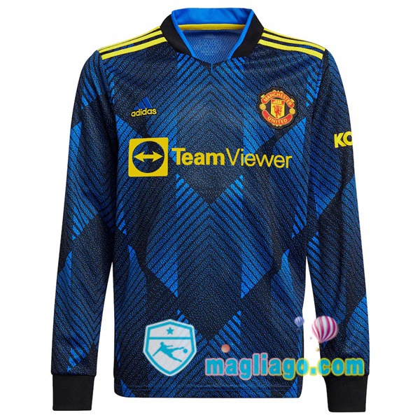 Magliago - Passione Maglie Thai Affidabili Basso Costo Online Shop | Maglia Manchester United Uomo Terza Maniche Lunghe Blu 2021/2022