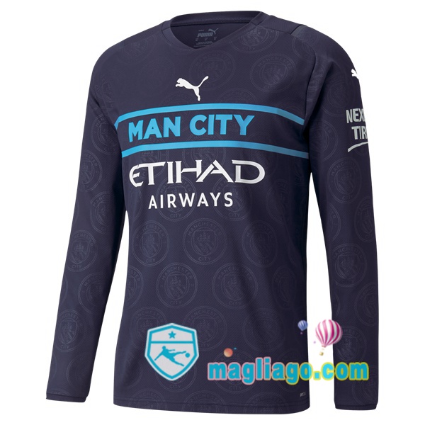 Magliago - Passione Maglie Thai Affidabili Basso Costo Online Shop | Maglia Manchester City Uomo Terza Maniche Lunghe Blu Royal 2021/2022