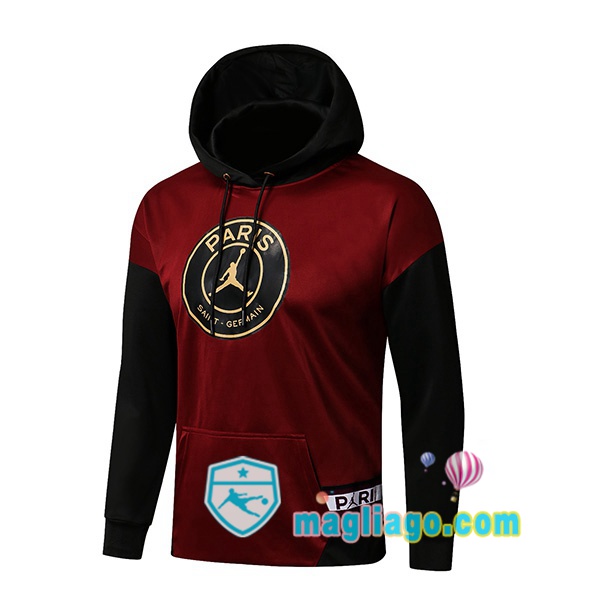 Magliago - Passione Maglie Thai Affidabili Basso Costo Online Shop | Felpa Con Cappuccio JORDAN Paris PSG Rosso Nero 2021/2022