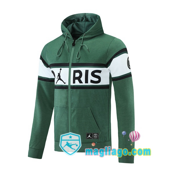 Magliago - Passione Maglie Thai Affidabili Basso Costo Online Shop | Giacca Con Cappuccio JORDAN Paris PSG Verde 2021/2022