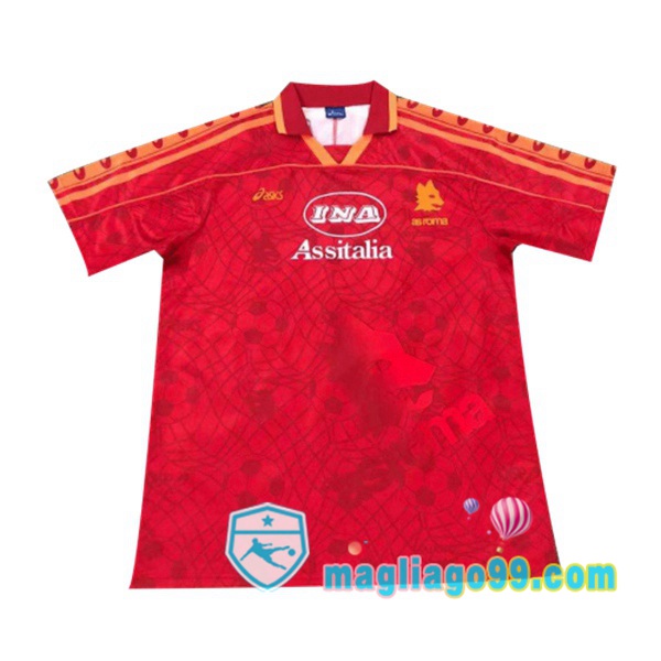Magliago - Passione Maglie Thai Affidabili Basso Costo Online Shop | 1995-1996 Roma Prima Retro Maglia Storica Rosso