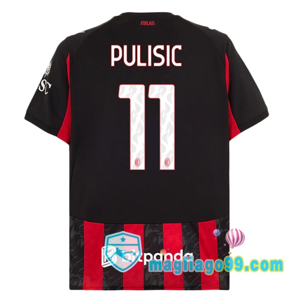 Magliago - Passione Maglie Thai Affidabili Basso Costo Online Shop | Maglia AC Milan (Pulisic 11) Prima Rosso Nero 2025/2026