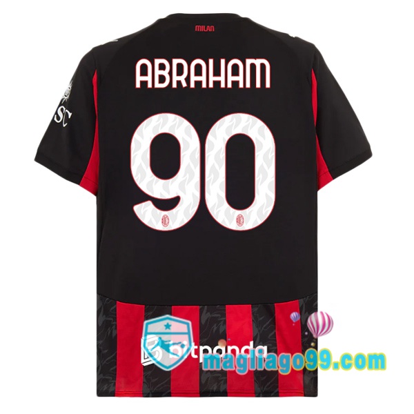 Magliago - Passione Maglie Thai Affidabili Basso Costo Online Shop | Maglia AC Milan (Abraham 90) Prima Rosso Nero 2025/2026