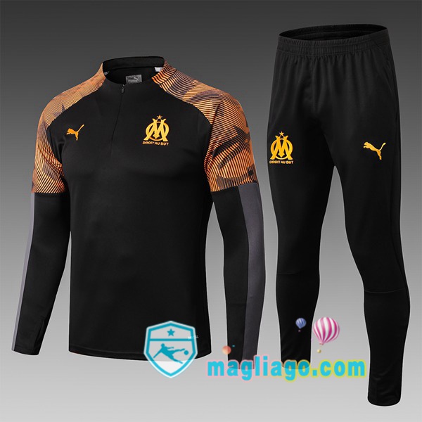 Magliago - Passione Maglie Thai Affidabili Basso Costo Online Shop | Giacca Da Allenamento Marsiglia OM Bambino Nero Giallo 2019/2020