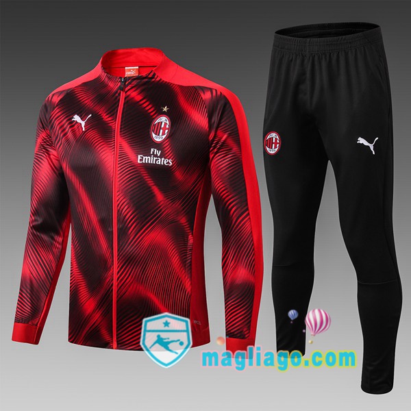 Magliago - Passione Maglie Thai Affidabili Basso Costo Online Shop | Giacca Da Allenamento Milan AC Bambino Rosso Nero 2019/2020