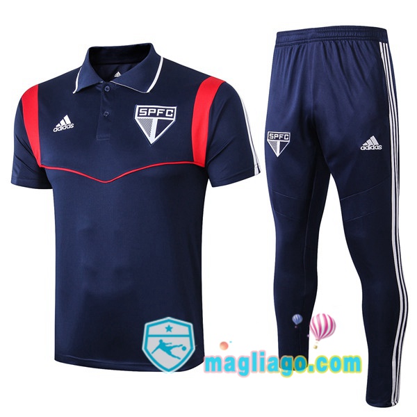 Magliago - Passione Maglie Thai Affidabili Basso Costo Online Shop | Sao Paulo FC Polo Maglia Uomo + Pantaloni Blu Scuro 2019/2020