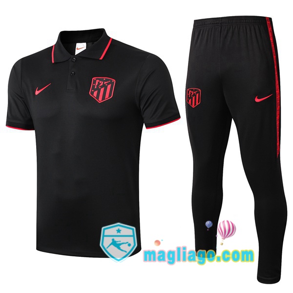 Magliago - Passione Maglie Thai Affidabili Basso Costo Online Shop | Atletico Madrid Polo Maglia Uomo + Pantaloni Nero 2019/2020