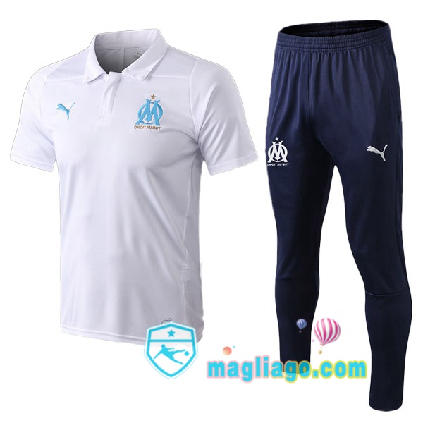 Magliago - Passione Maglie Thai Affidabili Basso Costo Online Shop | Marsiglia OM Polo Maglia Uomo + Pantaloni Bianco 2019/2020
