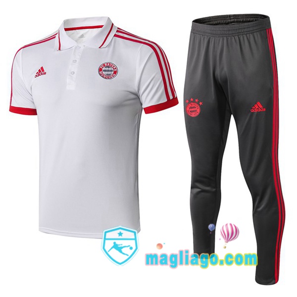 Magliago - Passione Maglie Thai Affidabili Basso Costo Online Shop | Bayern Monaco Polo Maglia Uomo + Pantaloni Bianco 2019/2020