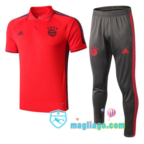 Magliago - Passione Maglie Thai Affidabili Basso Costo Online Shop | Bayern Monaco Polo Maglia Uomo + Pantaloni Rosso 2019/2020