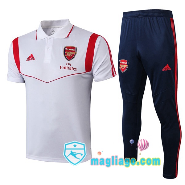Magliago - Passione Maglie Thai Affidabili Basso Costo Online Shop | Arsenal Polo Maglia Uomo + Pantaloni Bianco 2019/2020