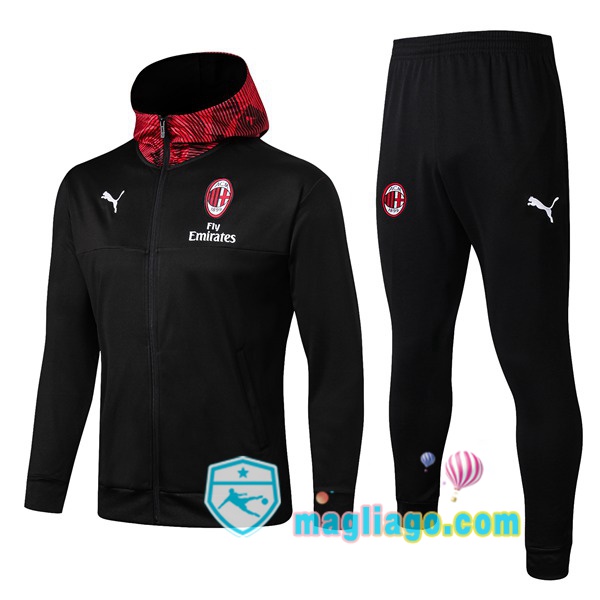 Magliago - Passione Maglie Thai Affidabili Basso Costo Online Shop | Felpa Con Cappuccio AC Milan Nero 2019/2020