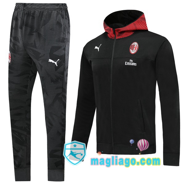 Magliago - Passione Maglie Thai Affidabili Basso Costo Online Shop | Felpa Con Cappuccio AC Milan Nero 2019/2020