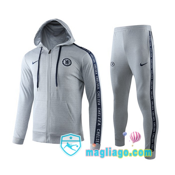 Magliago - Passione Maglie Thai Affidabili Basso Costo Online Shop | Felpa Con Cappuccio FC Chelsea Grigio 2019/2020