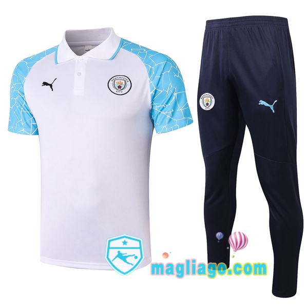 Magliago - Passione Maglie Thai Affidabili Basso Costo Online Shop | Manchester City Polo Maglia Uomo + Pantaloni Bianco Blu 2020/2021