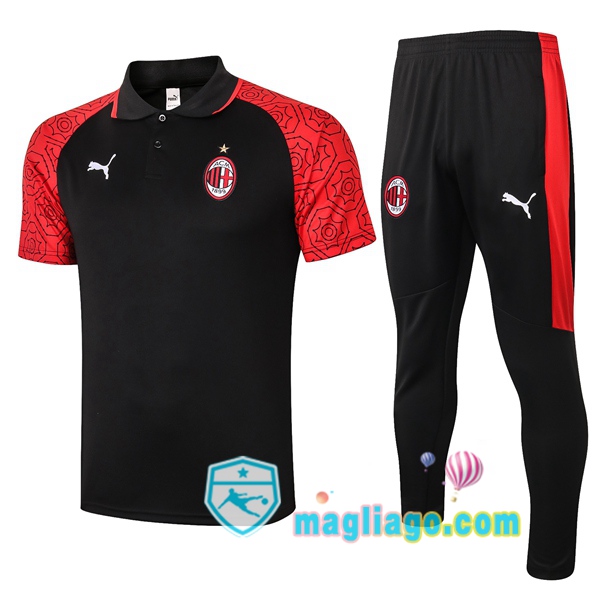 Magliago - Passione Maglie Thai Affidabili Basso Costo Online Shop | AC Milan Polo Maglia Uomo + Pantaloni Nero Rosso 2020/2021