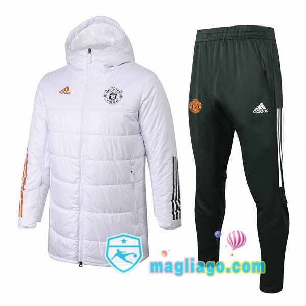 Magliago - Passione Maglie Thai Affidabili Basso Costo Online Shop | Uomo Piumino E Pantaloni Manchester United Bianco 2020/2021