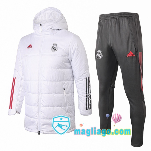 Magliago - Passione Maglie Thai Affidabili Basso Costo Online Shop | Uomo Piumino E Pantaloni Real Madrid Bianco 2020/2021