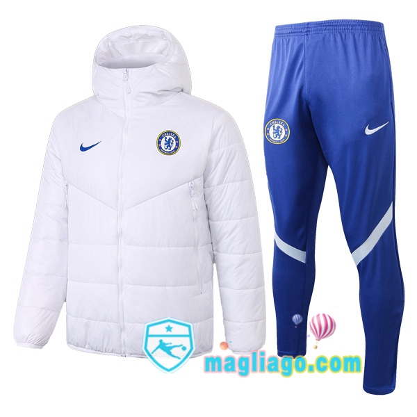 Magliago - Passione Maglie Thai Affidabili Basso Costo Online Shop | Uomo Piumino E Pantaloni FC Chelsea Bianco 2020/2021