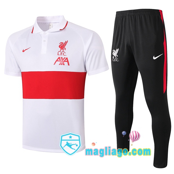 Magliago - Passione Maglie Thai Affidabili Basso Costo Online Shop | FC Liverpool Polo Maglia Uomo + Pantaloni Bianco Rosso 2020/2021
