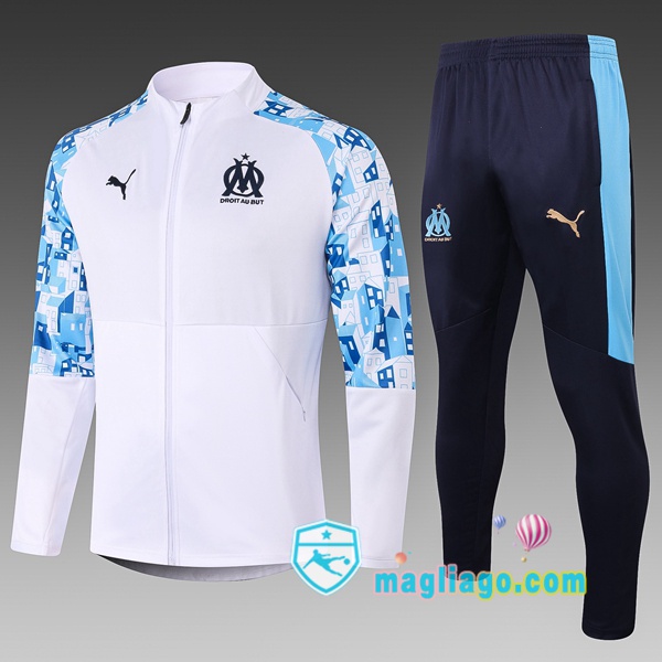 Magliago - Passione Maglie Thai Affidabili Basso Costo Online Shop | Giacca Da Allenamento Marsiglia OM Bambino Bianco 2020/2021