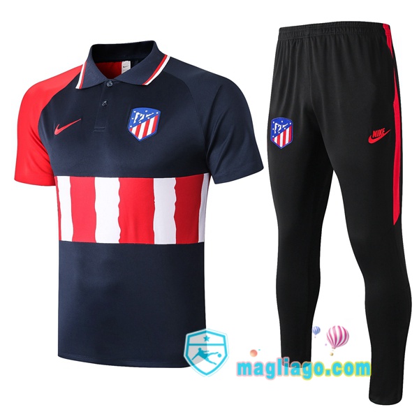 Magliago - Passione Maglie Thai Affidabili Basso Costo Online Shop | Atletico Madrid Polo Maglia Uomo + Pantaloni Blu Royal Rosa 2020/2021