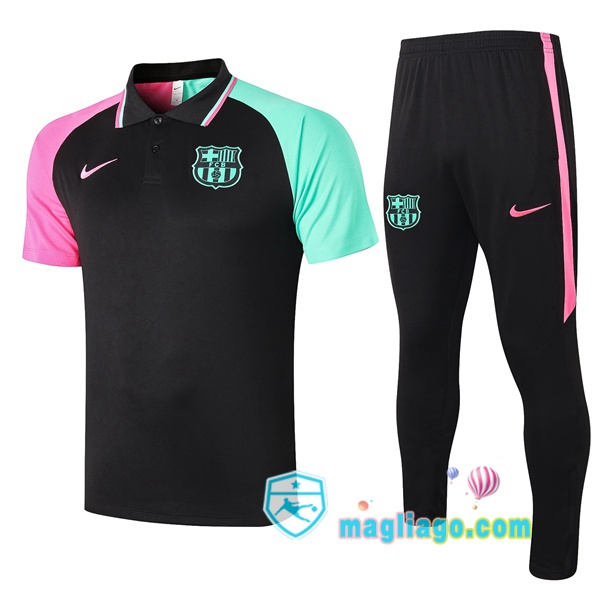 Magliago - Passione Maglie Thai Affidabili Basso Costo Online Shop | Atletico Madrid Polo Maglia Uomo + Pantaloni Nero Rosa Verde 2020/2021