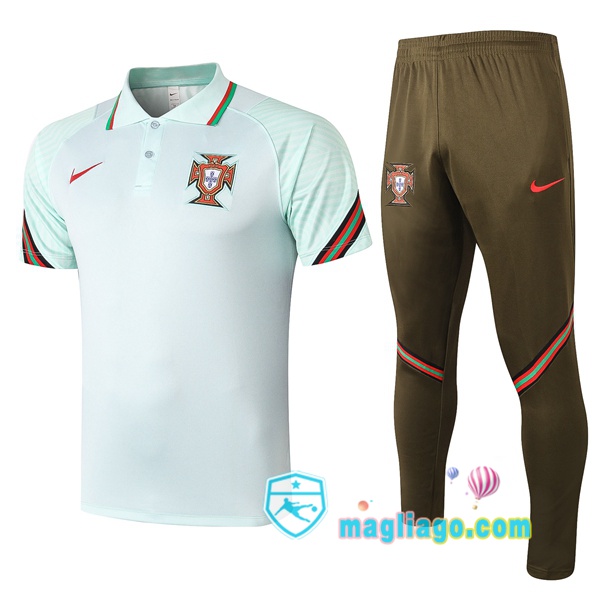 Magliago - Passione Maglie Thai Affidabili Basso Costo Online Shop | Portogallo Polo Maglia Uomo + Pantaloni Verde Chiaro 2020/2021