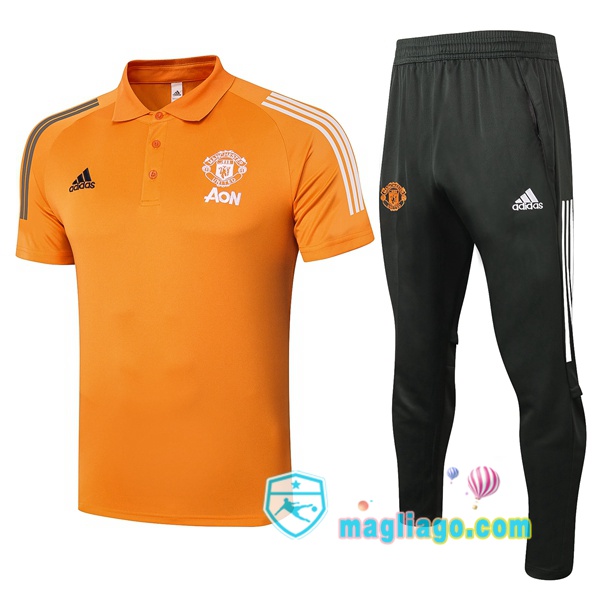 Magliago - Passione Maglie Thai Affidabili Basso Costo Online Shop | Manchester United Polo Maglia Uomo + Pantaloni Arancione 2020/2021