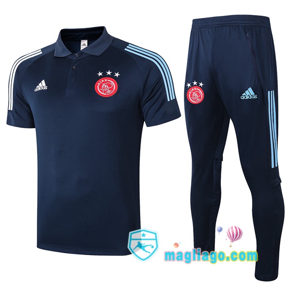 Magliago - Passione Maglie Thai Affidabili Basso Costo Online Shop | AFC Ajax Polo Maglia Uomo + Pantaloni Blu Royal 2020/2021