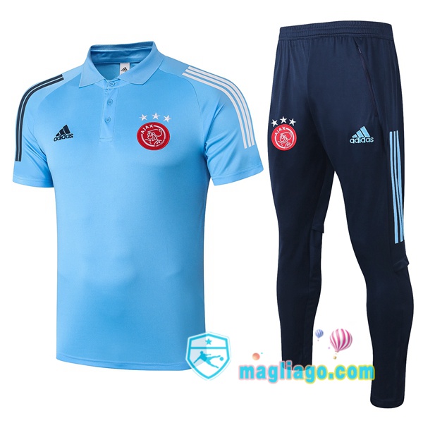 Magliago - Passione Maglie Thai Affidabili Basso Costo Online Shop | AFC Ajax Polo Maglia Uomo + Pantaloni Blu 2020/2021