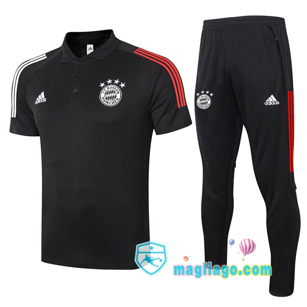 Magliago - Passione Maglie Thai Affidabili Basso Costo Online Shop | Bayern Monaco Polo Maglia Uomo + Pantaloni Nero 2020/2021