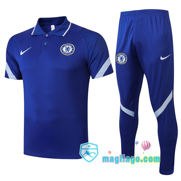 Magliago - Passione Maglie Thai Affidabili Basso Costo Online Shop | FC Chelsea Polo Maglia Uomo + Pantaloni Blu 2020/2021